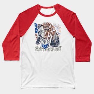 Happy 4th Of July Dog Art Baseball T-Shirt